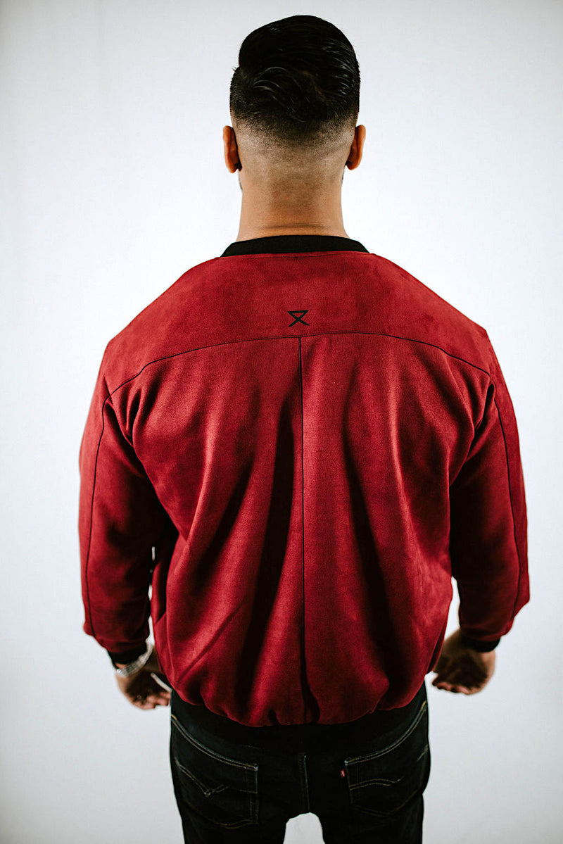 Suede Bomber Ruby Red