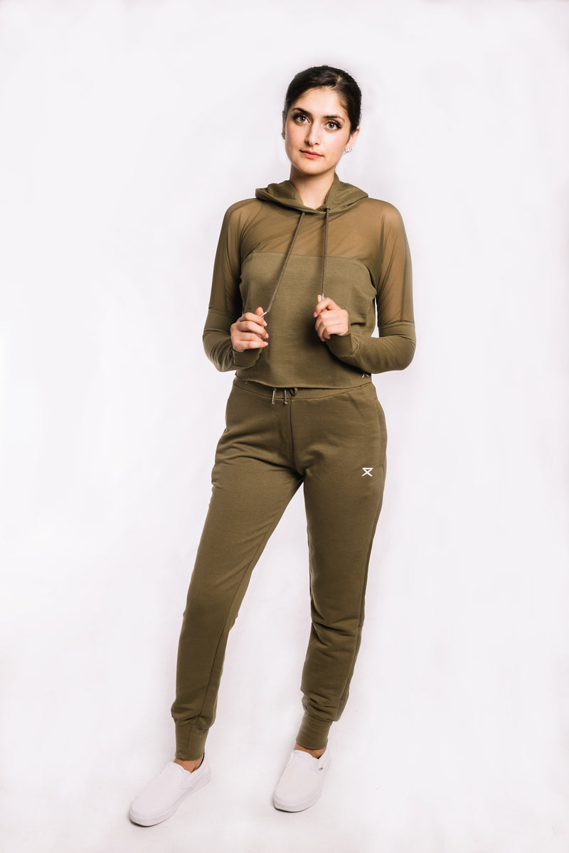 Olive Mesh Hoodie