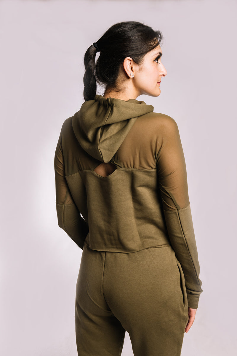 Olive Mesh Hoodie