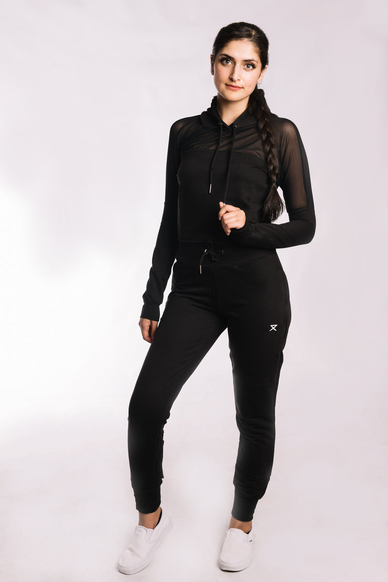 Raven Black Mesh Hoodie