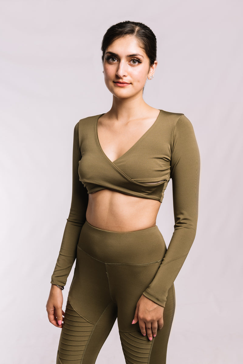 Olive Crisscross Top