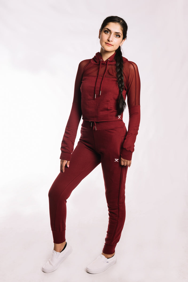 Wine Red Fitted Joggers