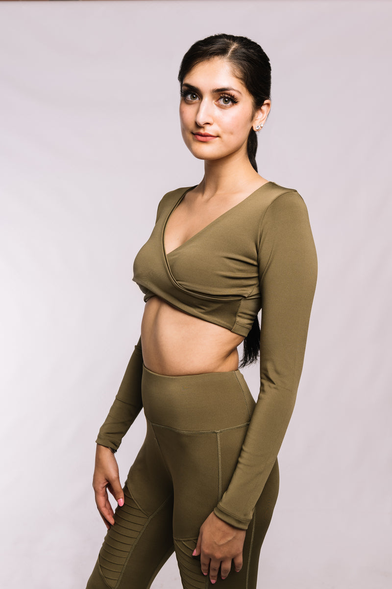 Olive Crisscross Top