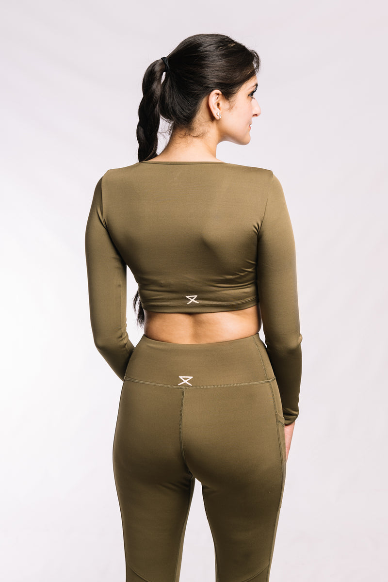 Olive Crisscross Top